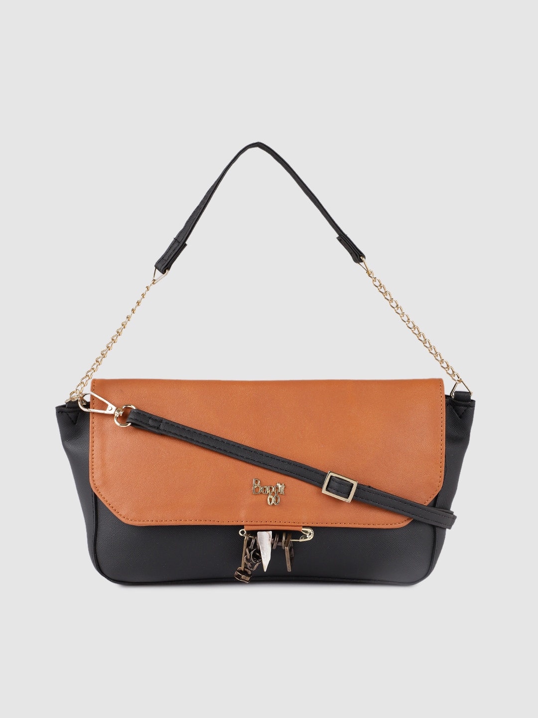 

Baggit Tan Brown & Black Colourblocked Handheld Bag