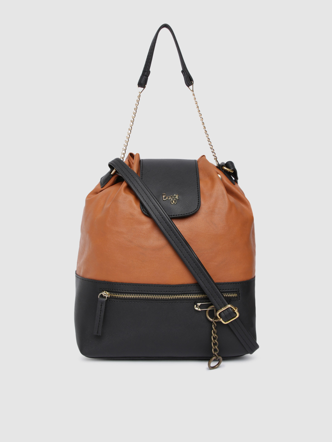 

Baggit Tan Brown & Black Colourblocked Sling Bag