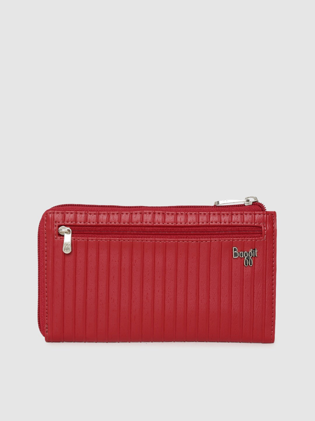 

Baggit Women Red Self-Striped Zip Around Wallet