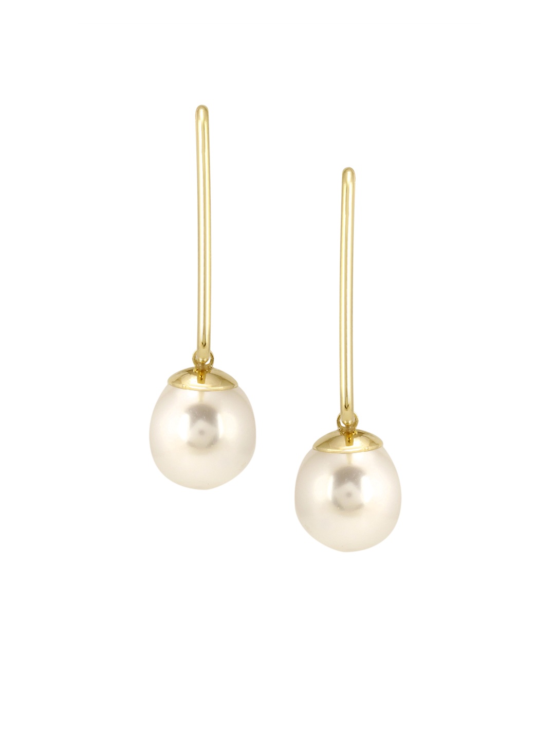 

E2O Gold-Plated and White Contemporary Drop Earrings