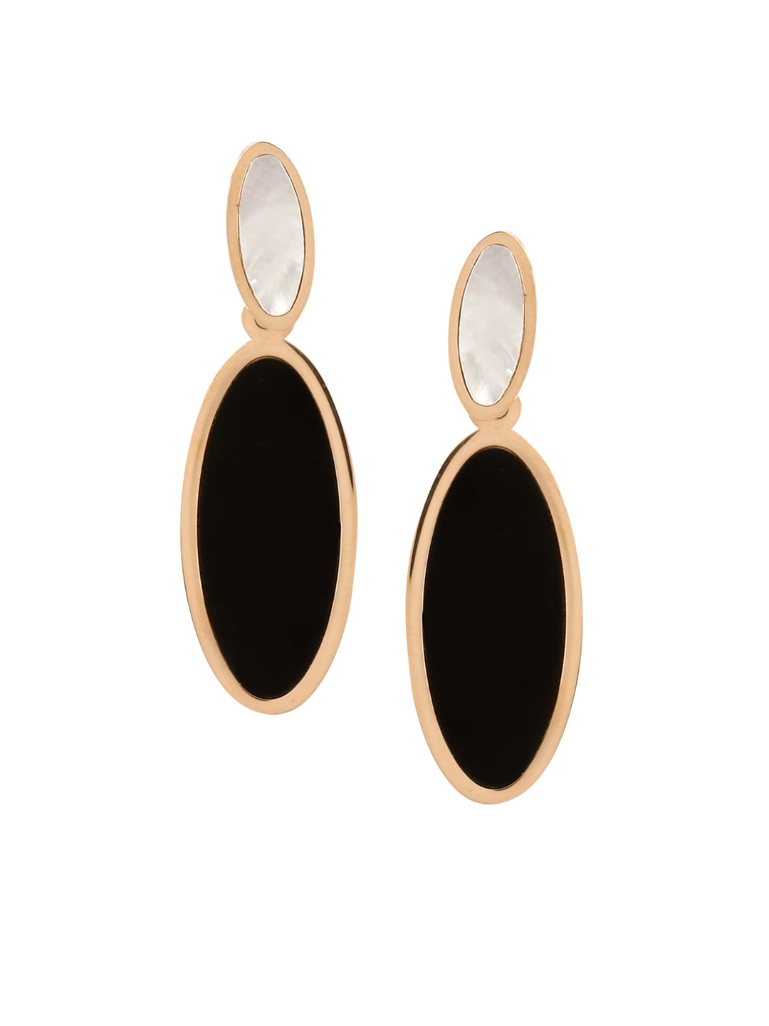 

E2O Gold-Plated Black Oval Drop Earrings