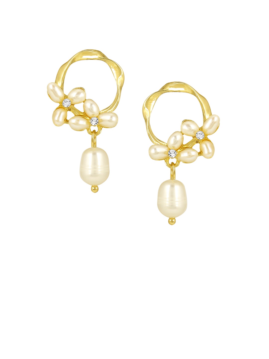 

E2O Gold-Plated and Off-White Floral Drop Earrings