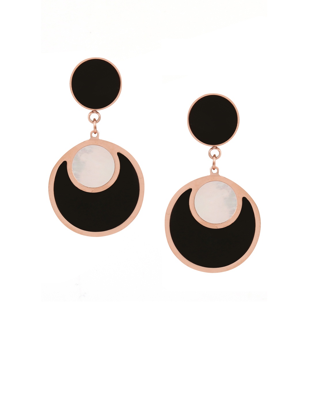 

E2O Gold-Plated Black Circular Drop Earrings