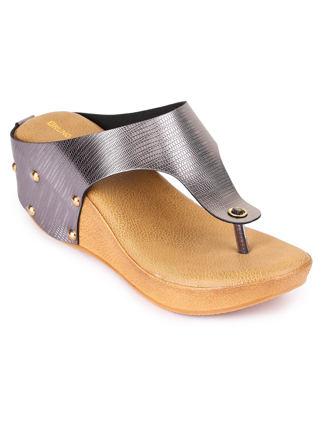 

Bruno Manetti Women Gunmetal-Toned Solid Heels, Metallic