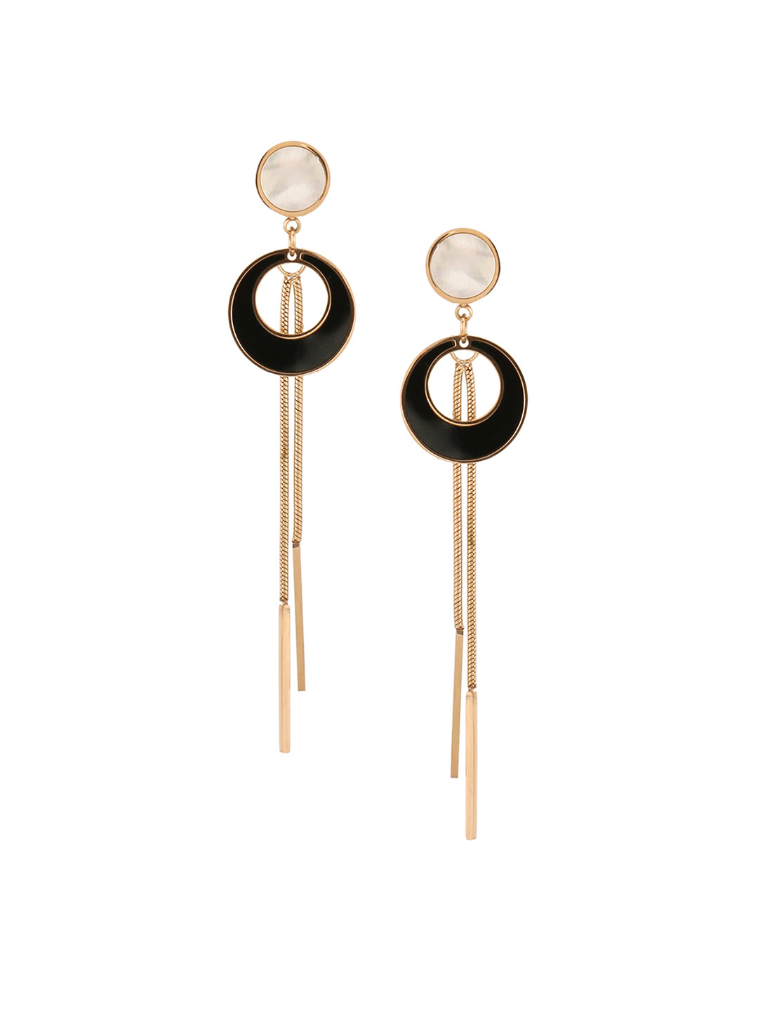 

E2O Rose Gold Plated & Black Contemporary Drop Earrings