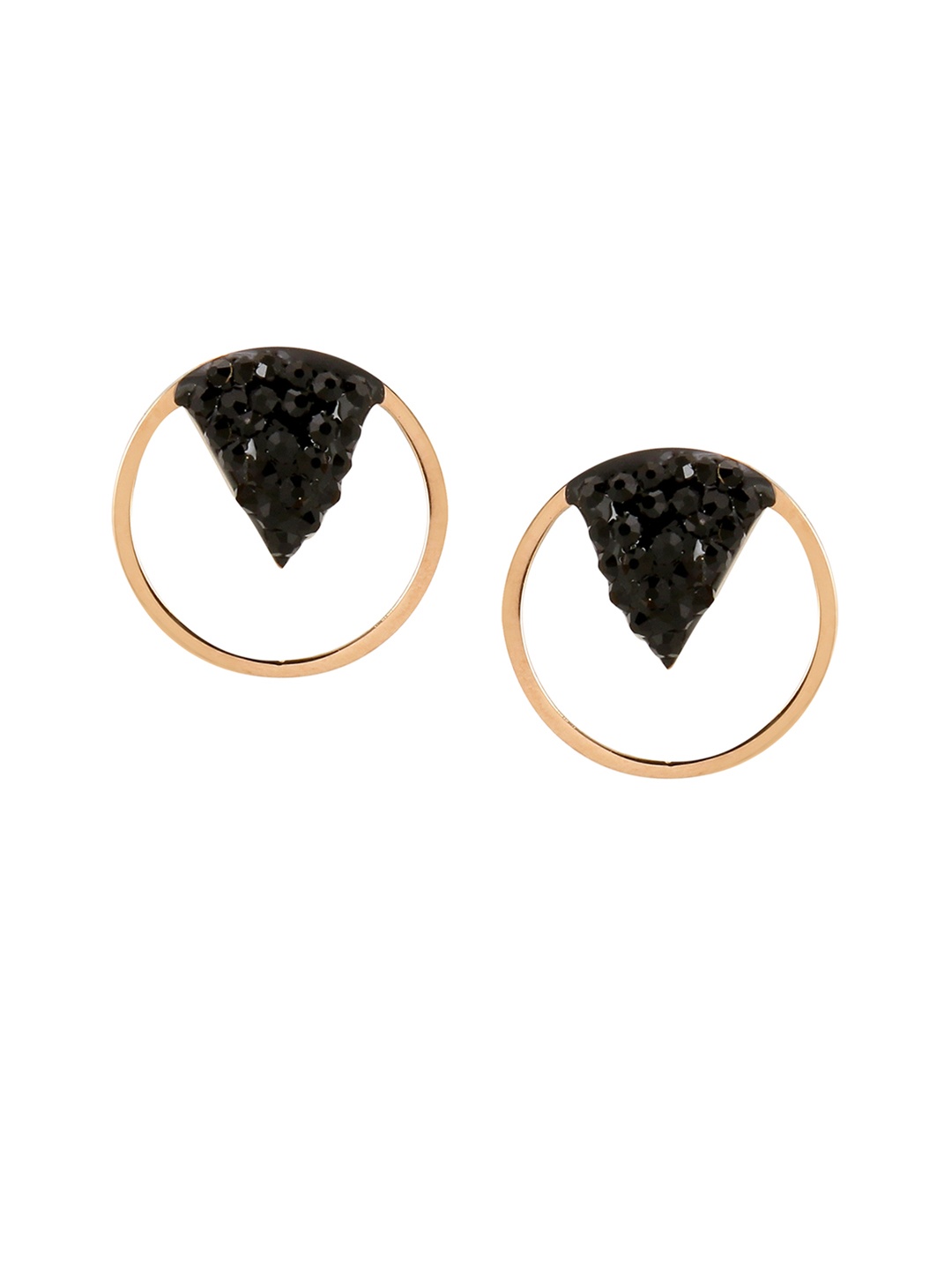 

E2O Gold-Plated Rose Gold & Black Circular Studs