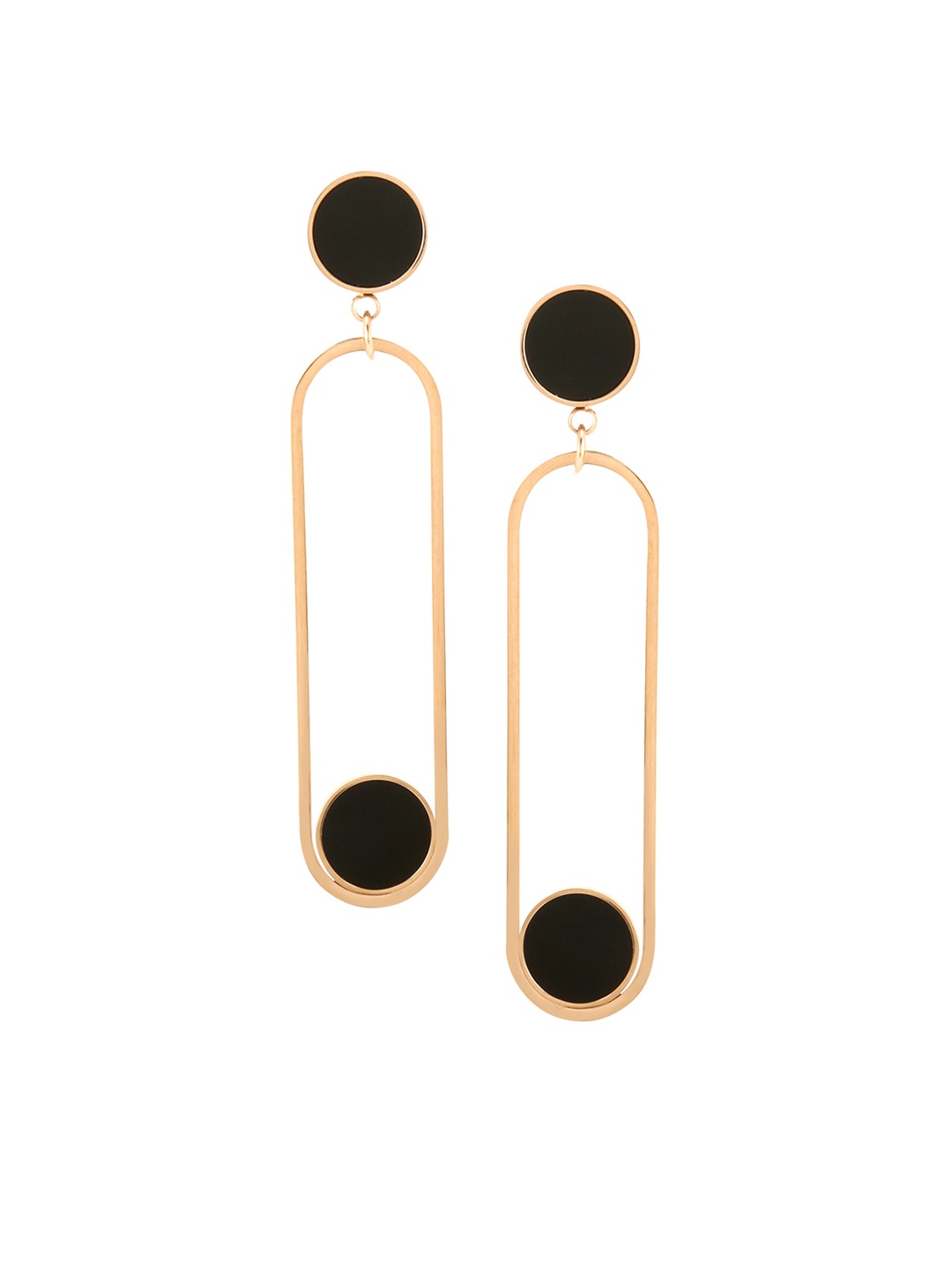 

E2O Gold-Plated Rose Gold & Black Geometric Drop Earrings