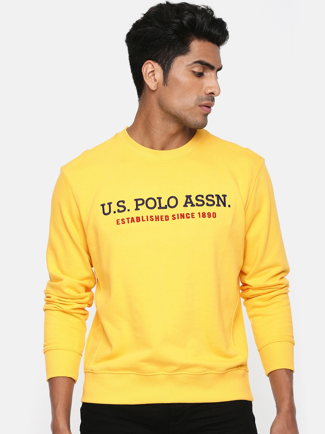 

U.S. Polo Assn. Men Yellow Embroidered Pullover Sweatshirt