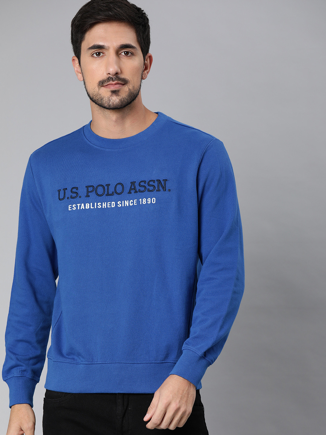 

U.S. Polo Assn. Men Blue Printed Sweatshirt