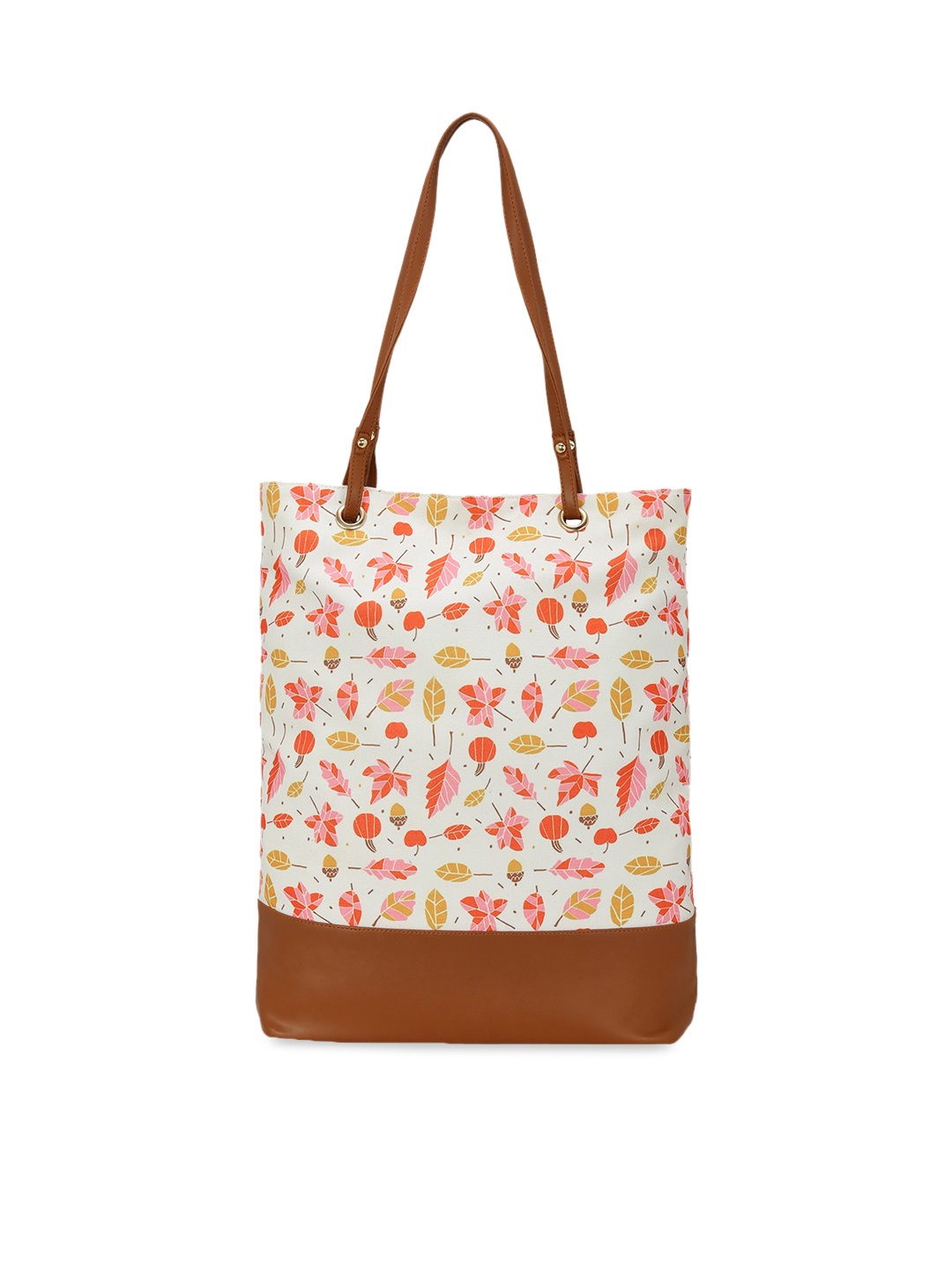 

KLEIO Off-White & Pink Printed Tote Bag
