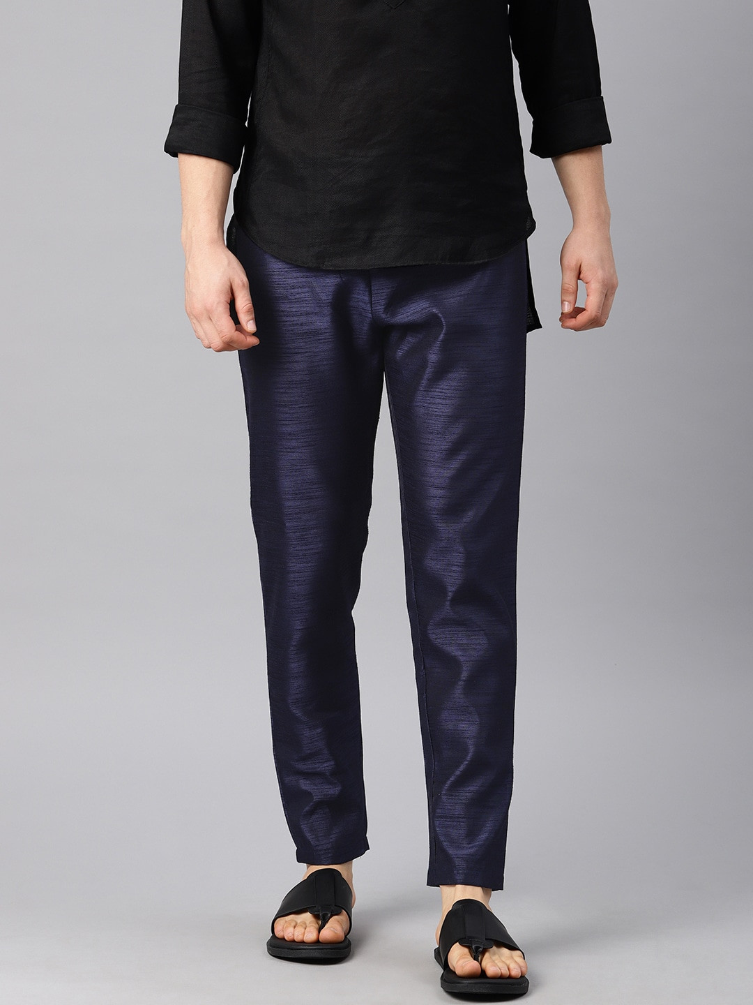 

Freehand Men Navy Blue Regular Fit Solid Regular Trousers