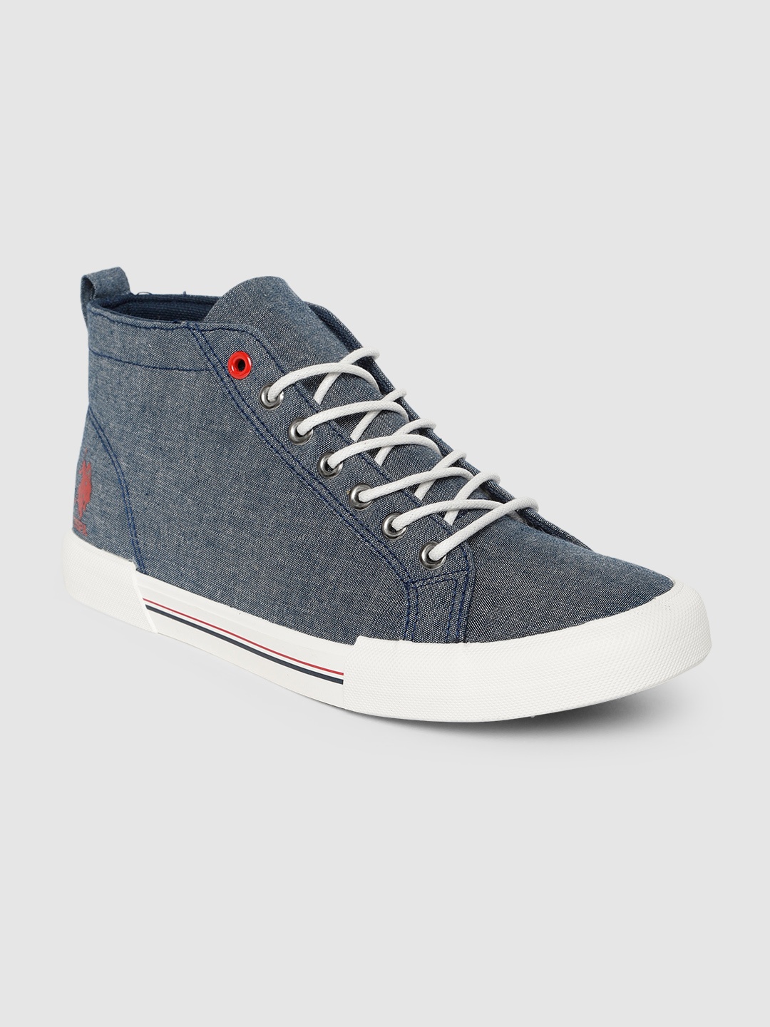 

U.S. Polo Assn. Men Navy Blue Solid Mid-Top Sneakers