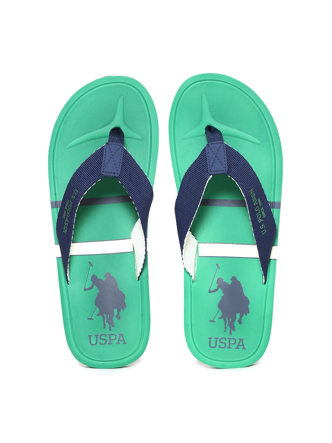 

U.S. Polo Assn. Men Navy Blue & Green Solid Thong Flip-Flops