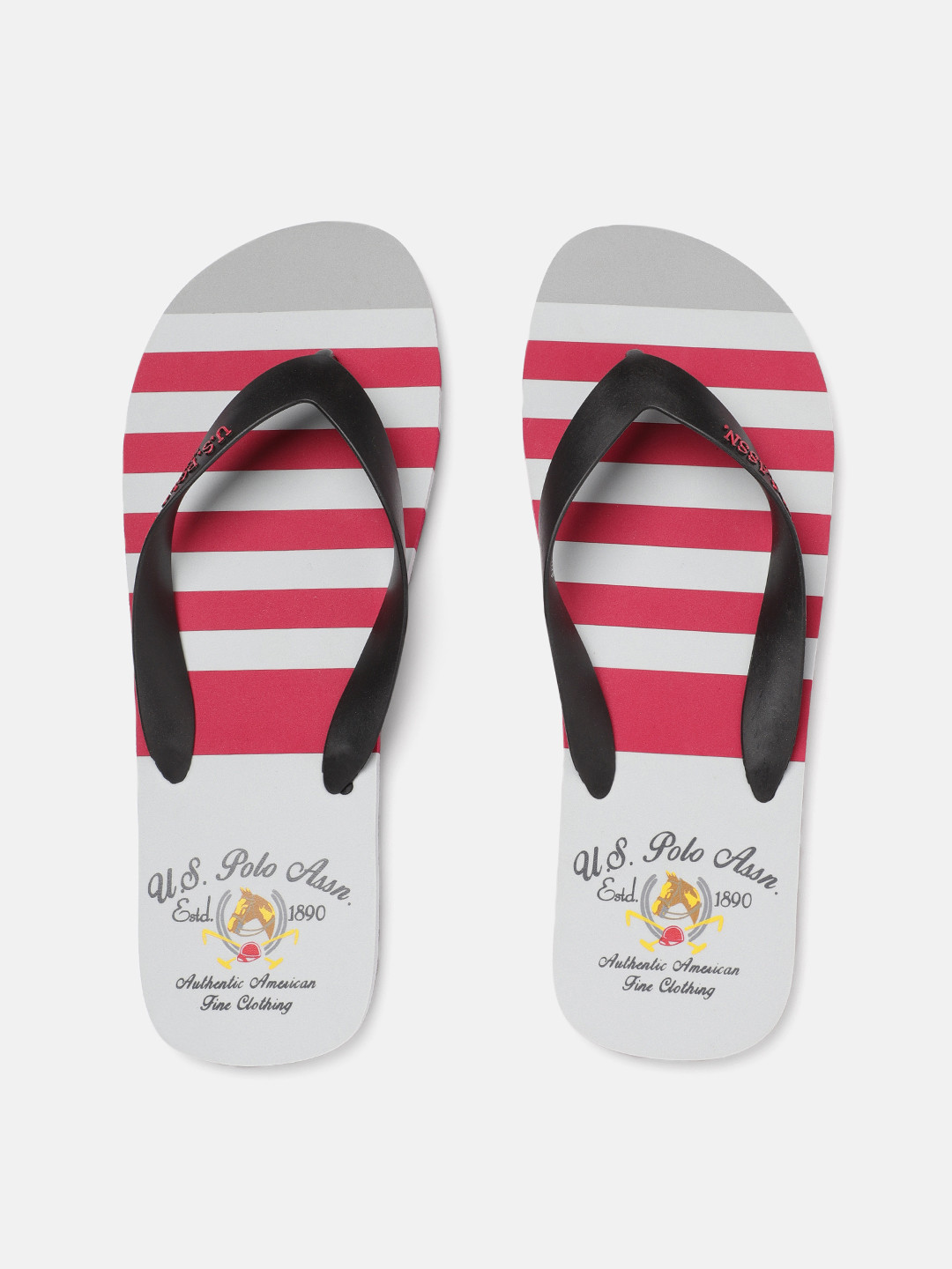 

U.S. Polo Assn. Men Red & Black Venado Striped Venado Thong Flip-Flops