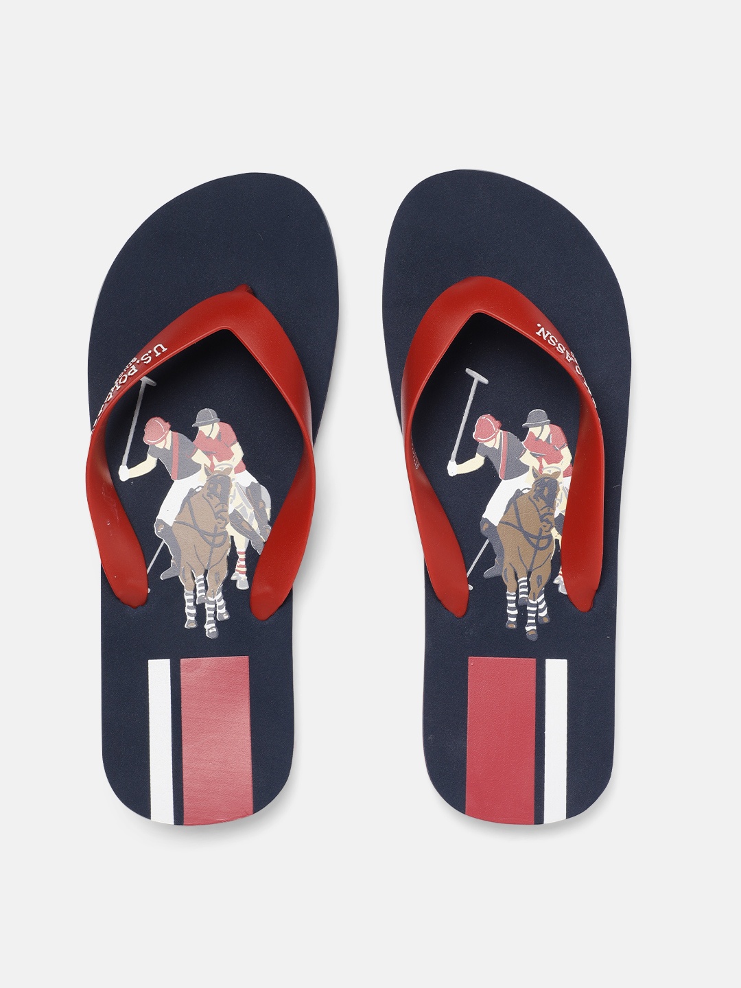 

U.S. Polo Assn. Men Navy Blue & Red Printed Thong Flip-Flops