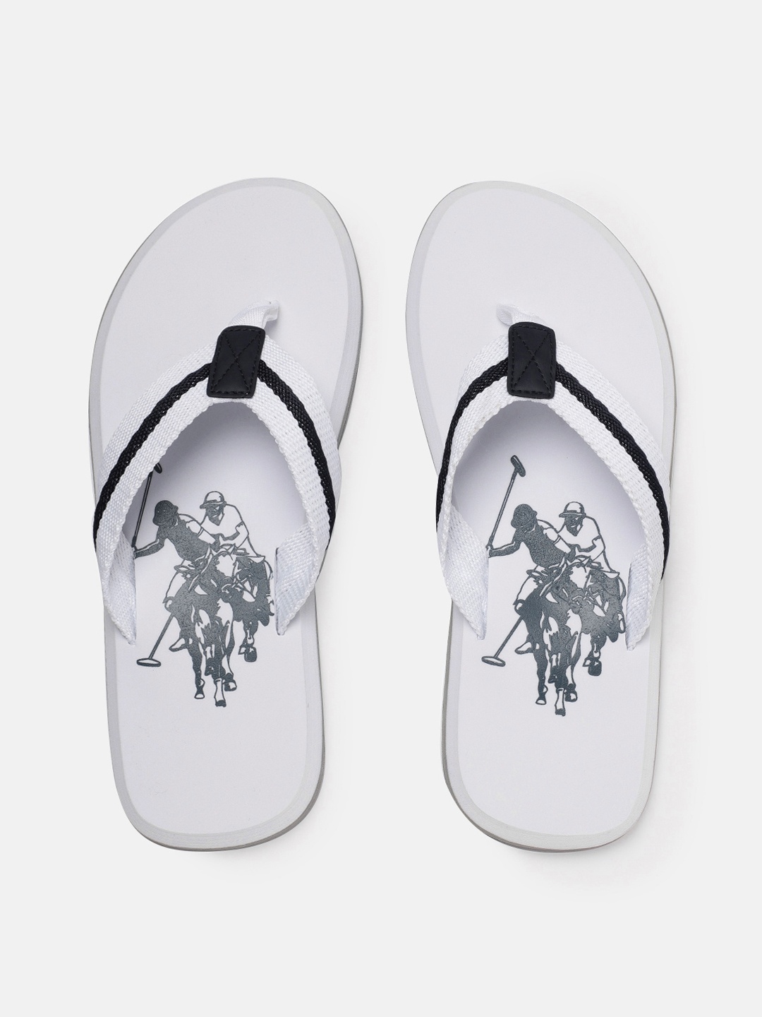 

U.S. Polo Assn. Men White & Navy Blue Printed Thong Flip-Flops