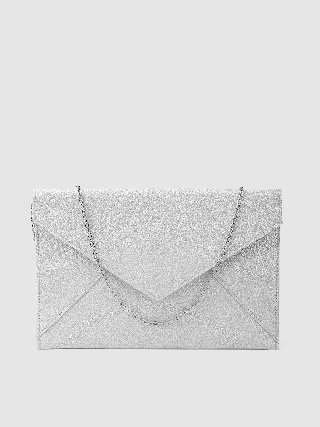 

Accessorize Silver-Toned Glitter Envelope Clutch
