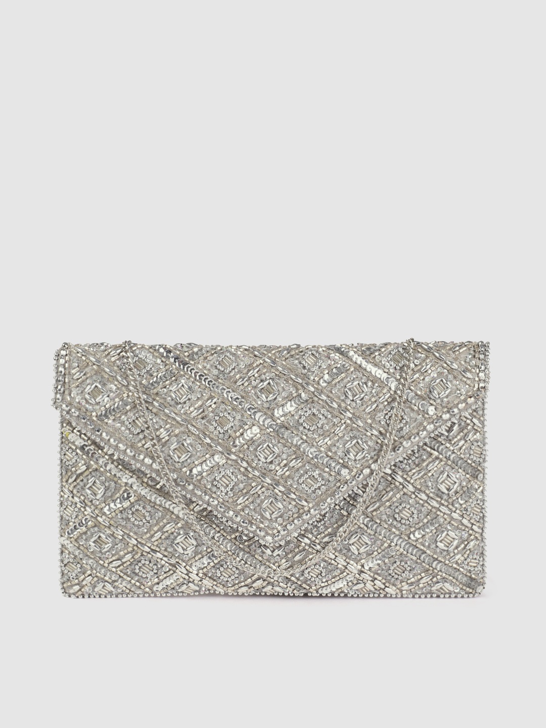 

Accessorize Silver-Toned Embellished Clutch