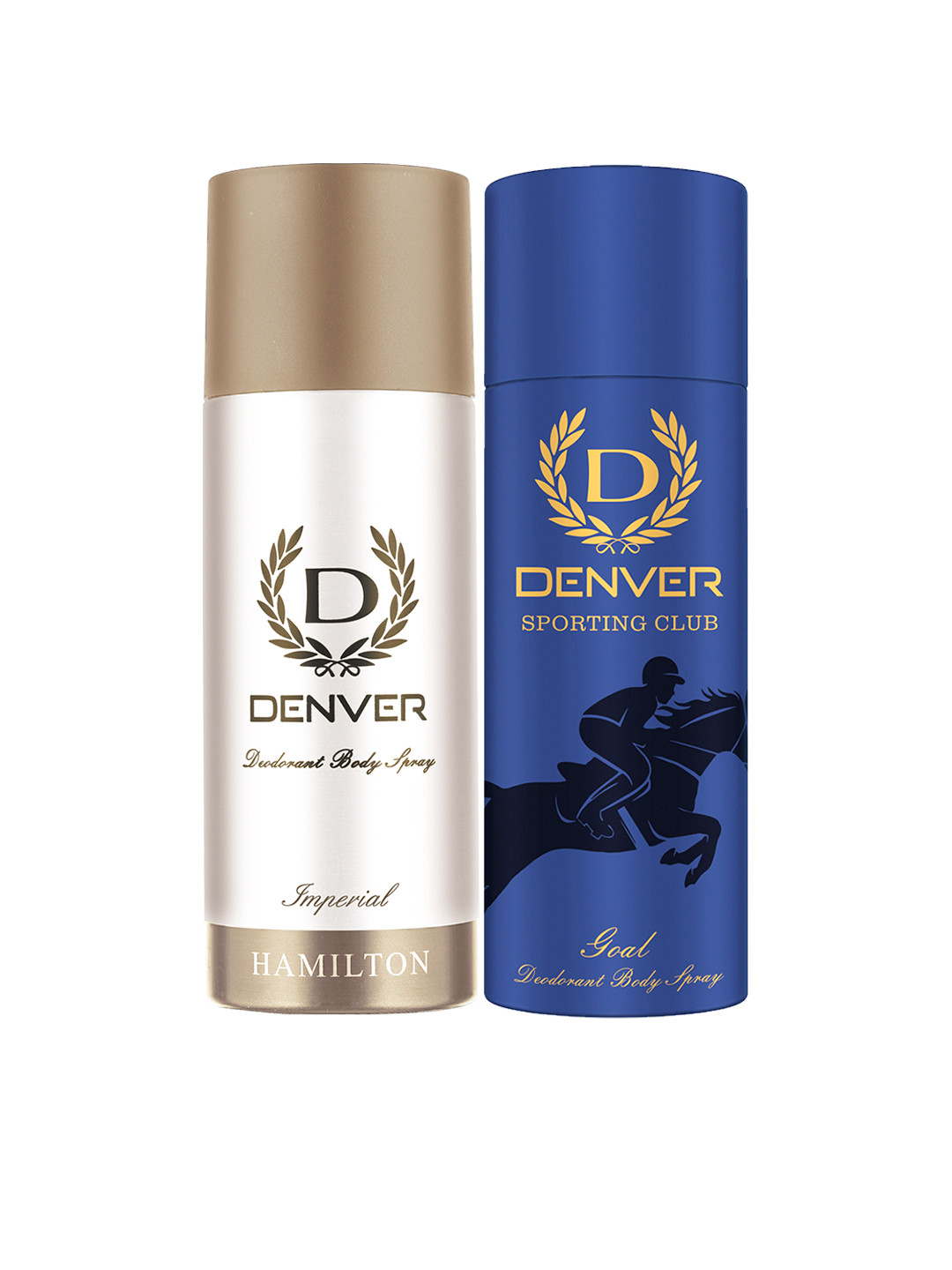 

Denver Men Set of 2 Deodorant Body Sprays - Sporting Club Goal & Imperial - 165ml Each, Blue