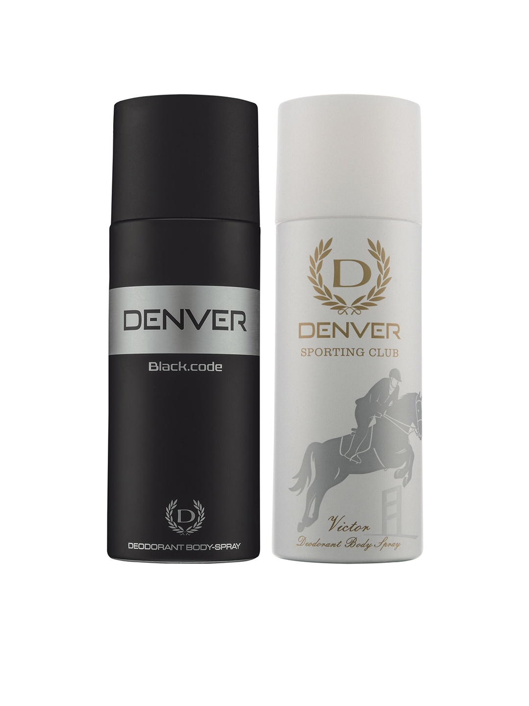 

Denver Men Sporting Club Victor Deodorant 165ml & Black Code Deodorant 150ml, White
