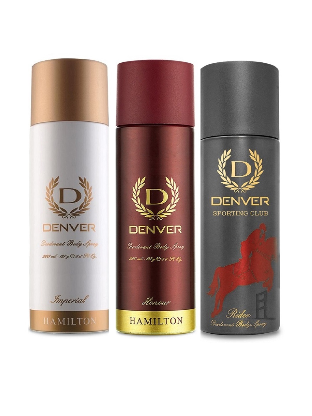

Denver Men Imperial - Honour - Rider Deodorants - 200 ml each, Maroon