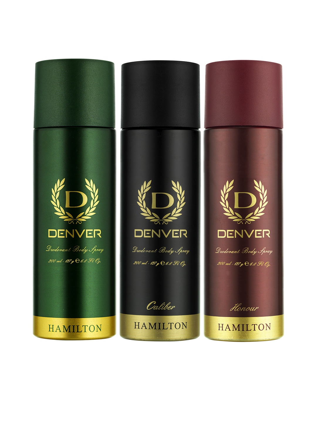 

Denver Men Set Of 3 Deodorants- Hamilton Caliber + Hamilton + Hamilton Honour- 200ml Each, Black