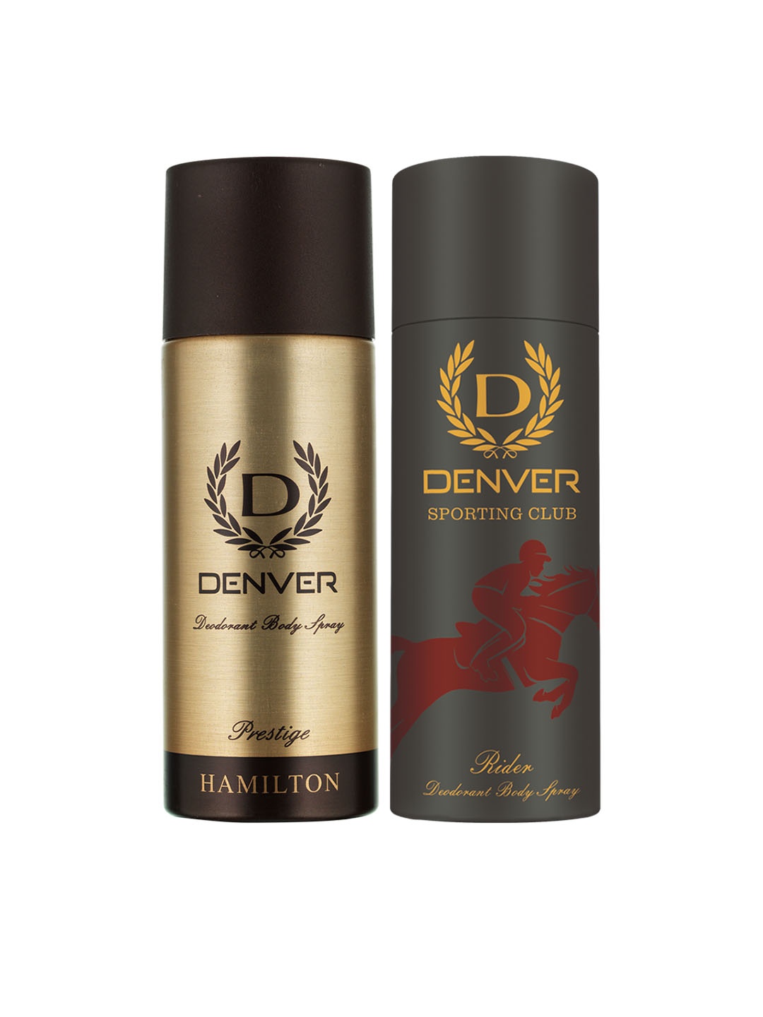 

Denver Men Set of 2 Deodorants - Prestige & Rider - 165ml Each, Gold