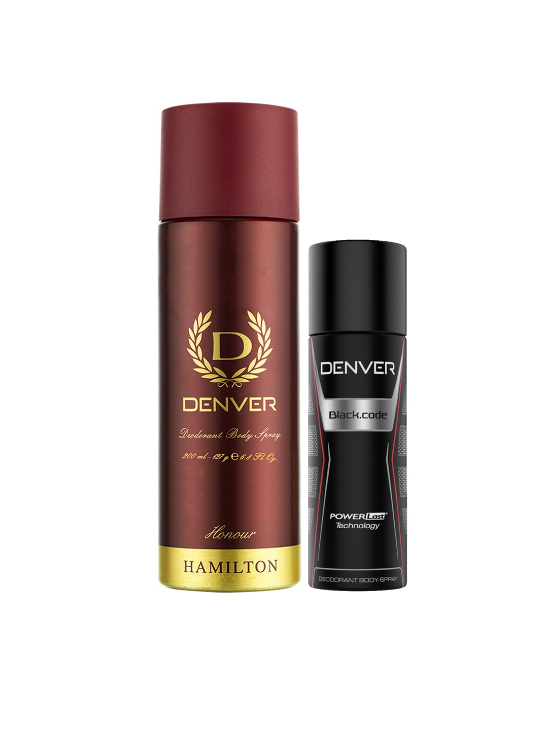 

Denver Men Set of 2 Deodorants - Honour 200ml + Black Code Nano 50ml, Brown