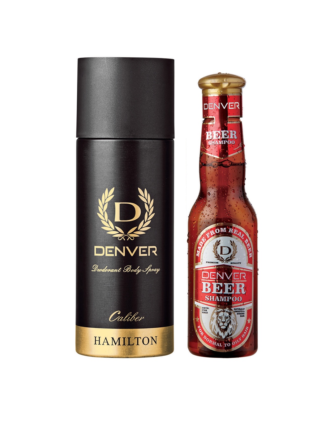 

Denver Men Set of Caliber Body Spray & Beer Shampoo, Black