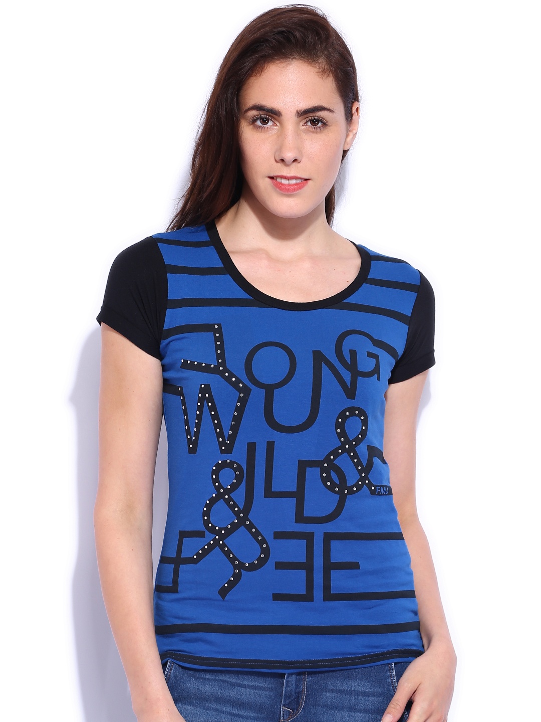 

Flying Machine Blue & Black Printed T-shirt