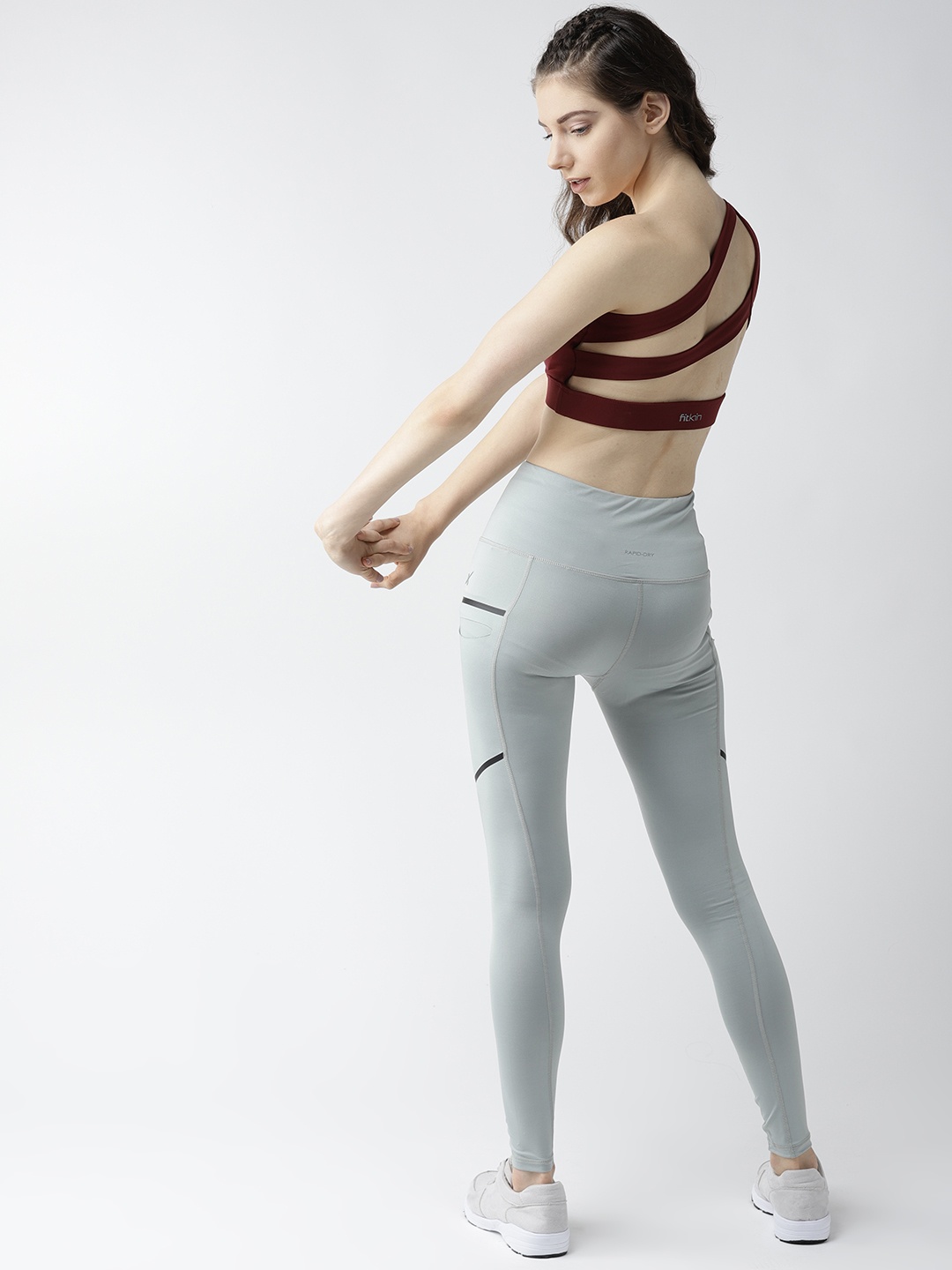 

Fitkin Maroon Solid Non-Wired Heavily Padded One Shoulder Sports Bra WB2