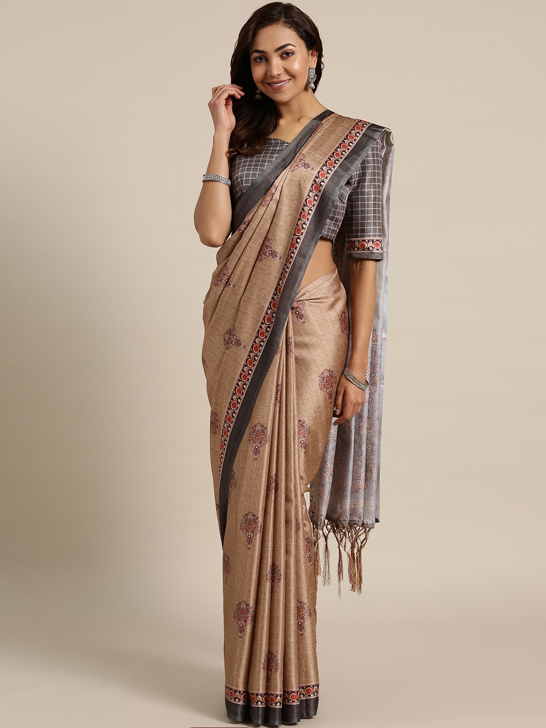 

Saree mall Brown Printed Saree