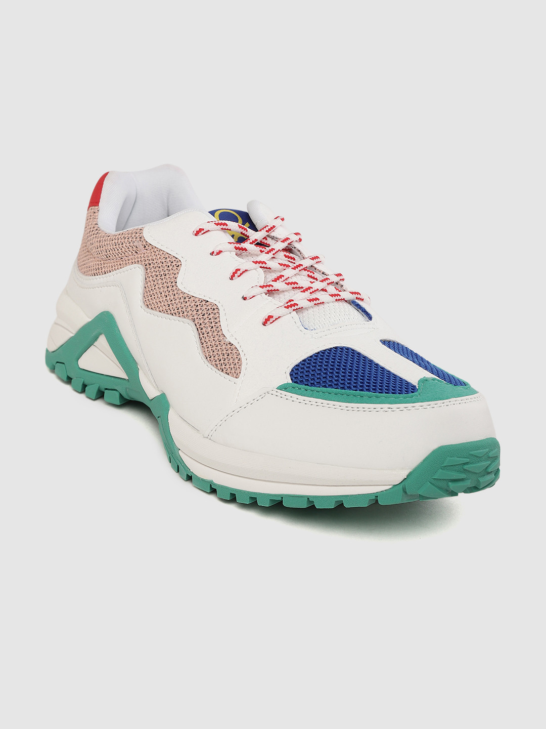 

United Colors of Benetton Men White & Peach-Coloured Colourblocked Sneakers