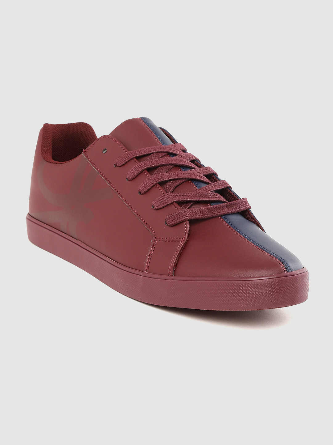 

United Colors of Benetton Men Navy Blue & Burgundy Colourblocked Sneakers