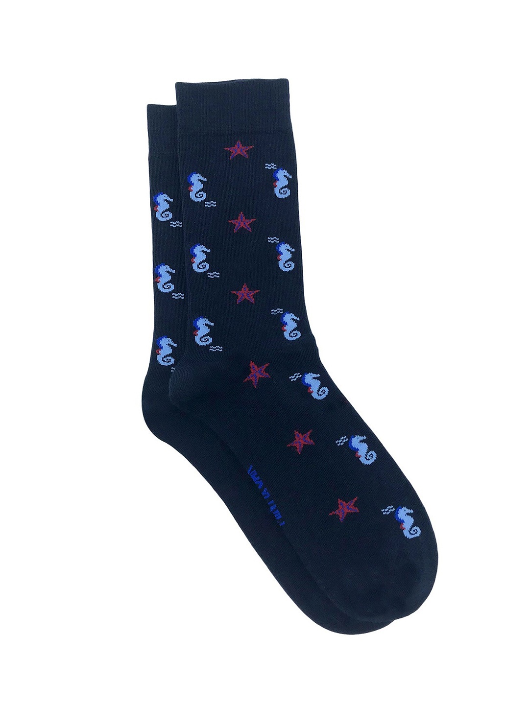 

Mint & Oak Men Navy Blue & Red Patterned Calf-Length Socks