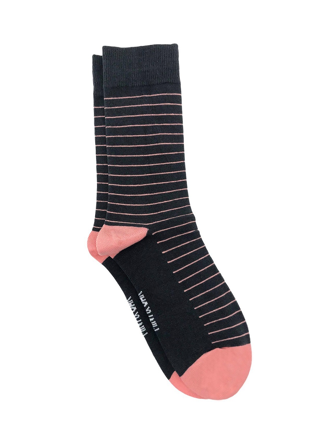 

Mint & Oak Men Grey & Pink Striped Calf-Length Socks