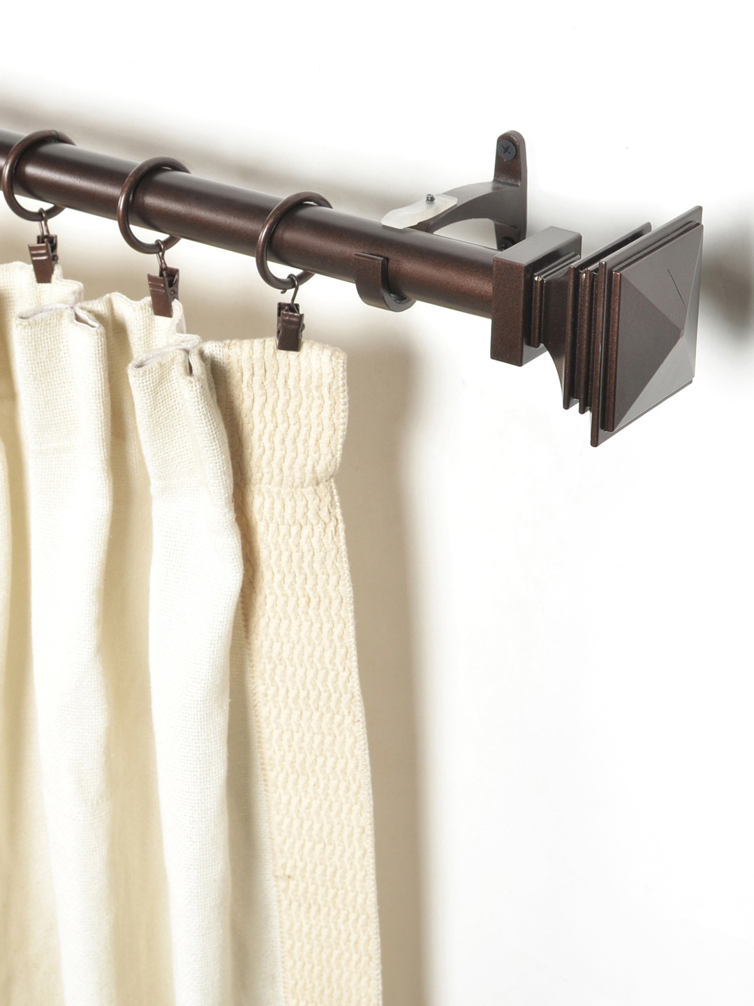 

Deco Window Brown Iron Curtain Rod With Brackets & Finials