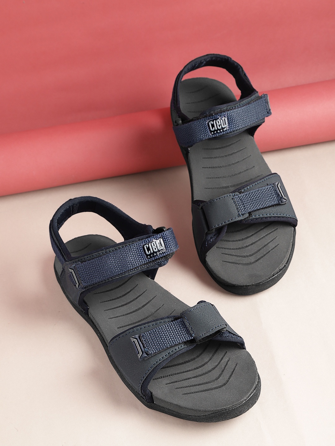 

Crew STREET Men Navy Blue Solid Sports Sandals
