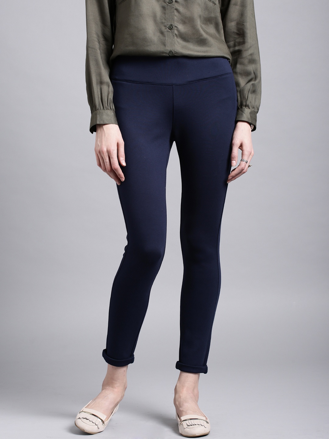 

ETHER Navy Four-Way Stretch Trousers, Navy blue