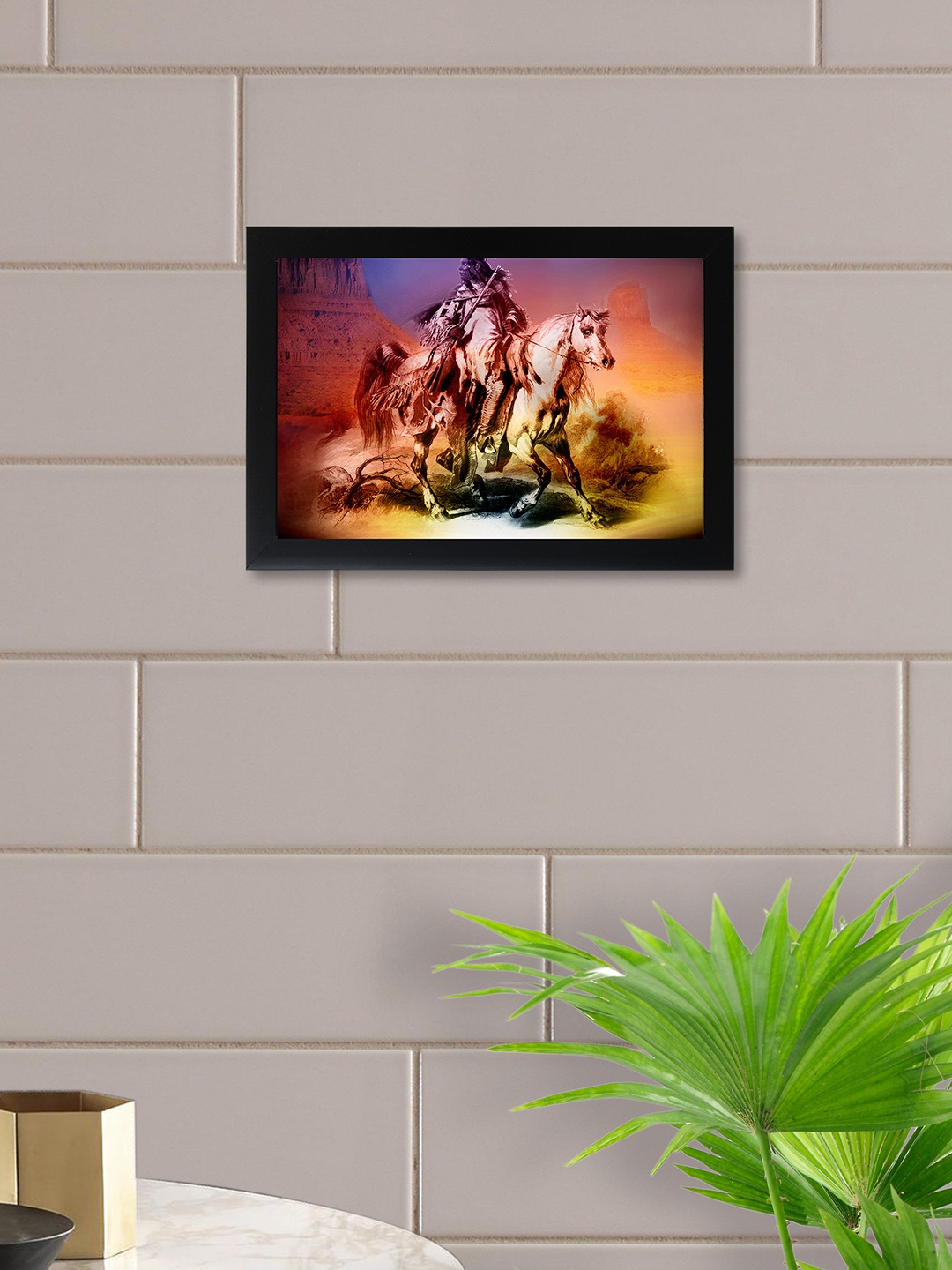 

nest ART Multicoloured Synthetic Wood Horse Warrior Painting Wall Art, Multi