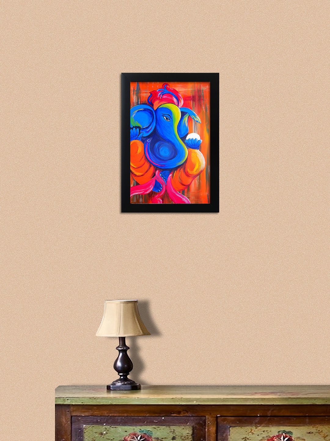

nest ART Orange & Blue Synthetic Wood Lord Ganesh Wall Art