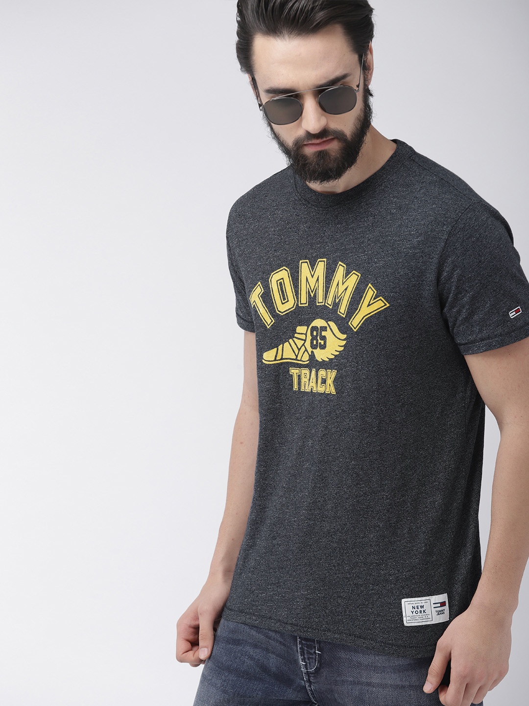 

Tommy Hilfiger Men Navy Blue Printed Round Neck T-shirt