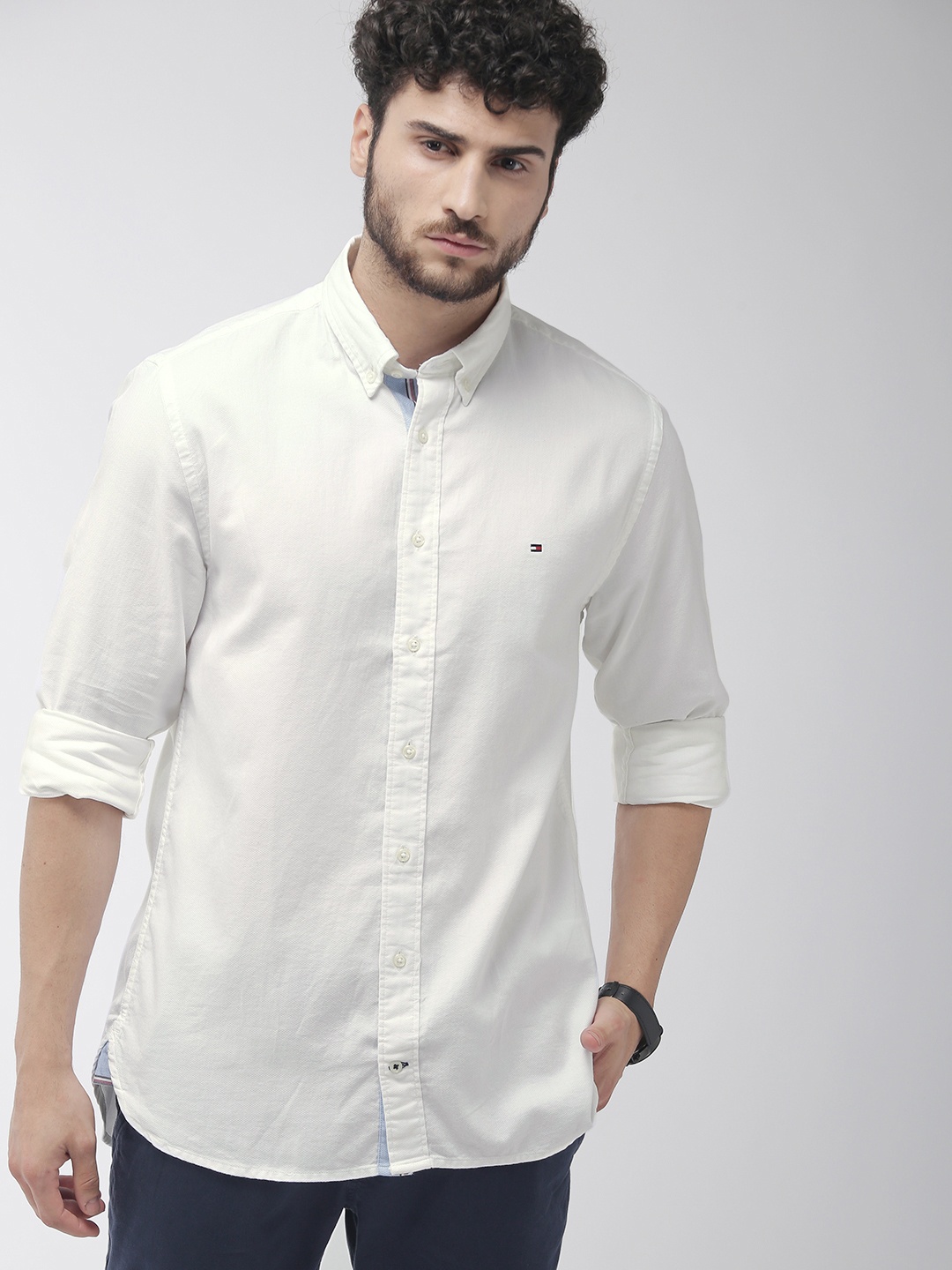 

Tommy Hilfiger Men White Regular Fit Self Design Casual Shirt