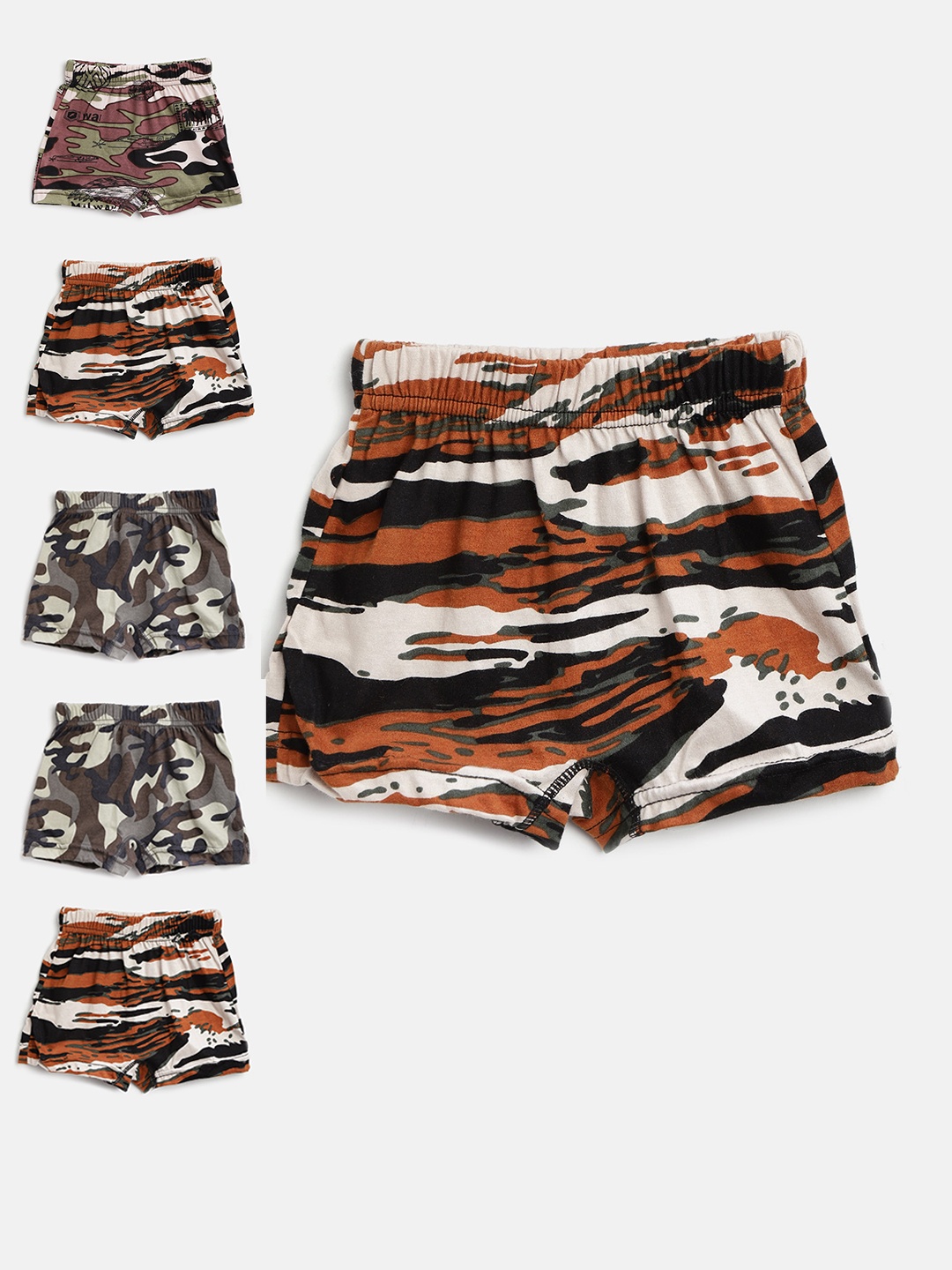 

Bodycare Kids Boys Pack of 6 Camouflage Print Trunks 315ABCDAB-60, Green