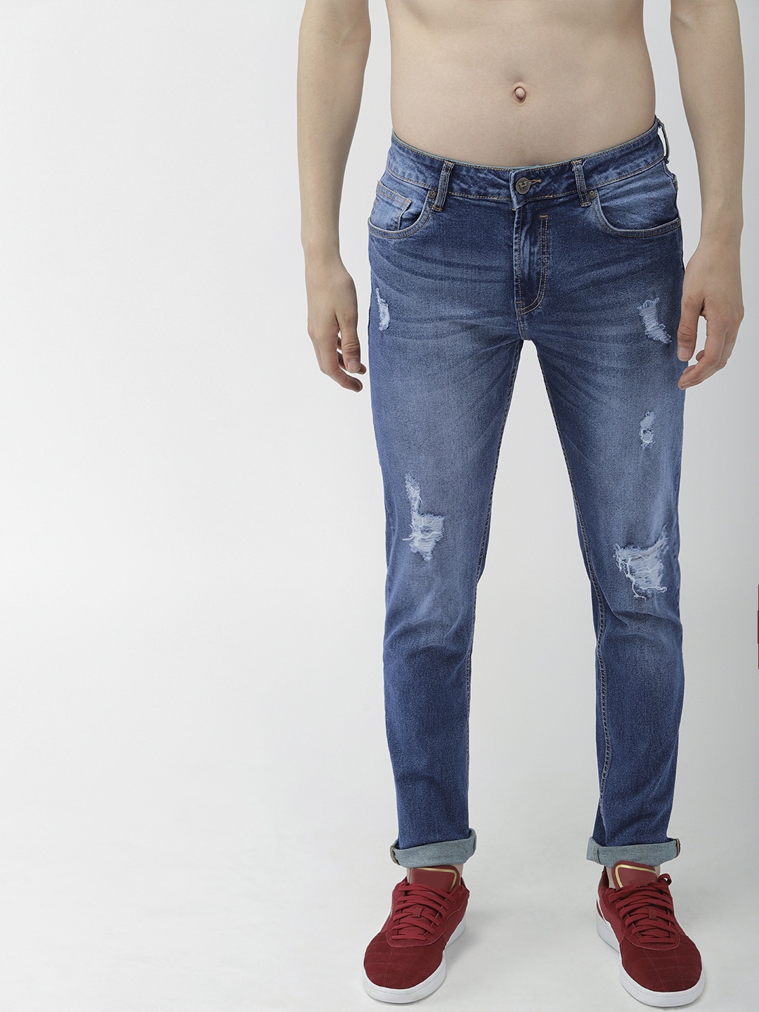 

Harvard Men Blue Slim Tapered Fit Mid-Rise Mildly Distressed Stretchable Jeans