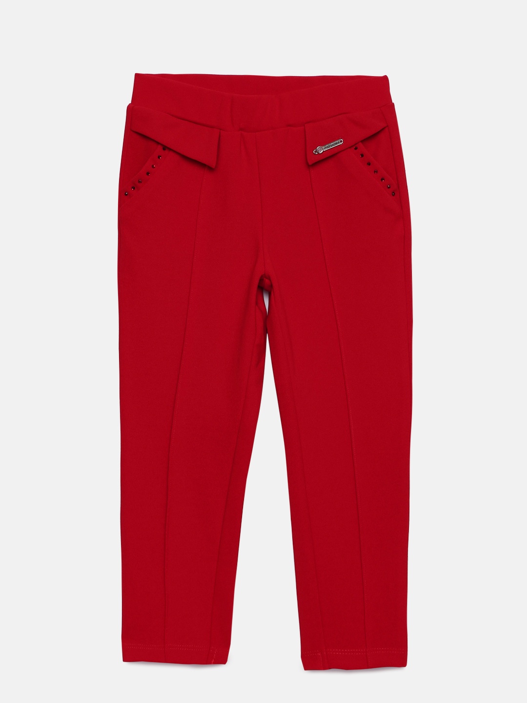 

Peppermint Girls Red Solid Jeggings