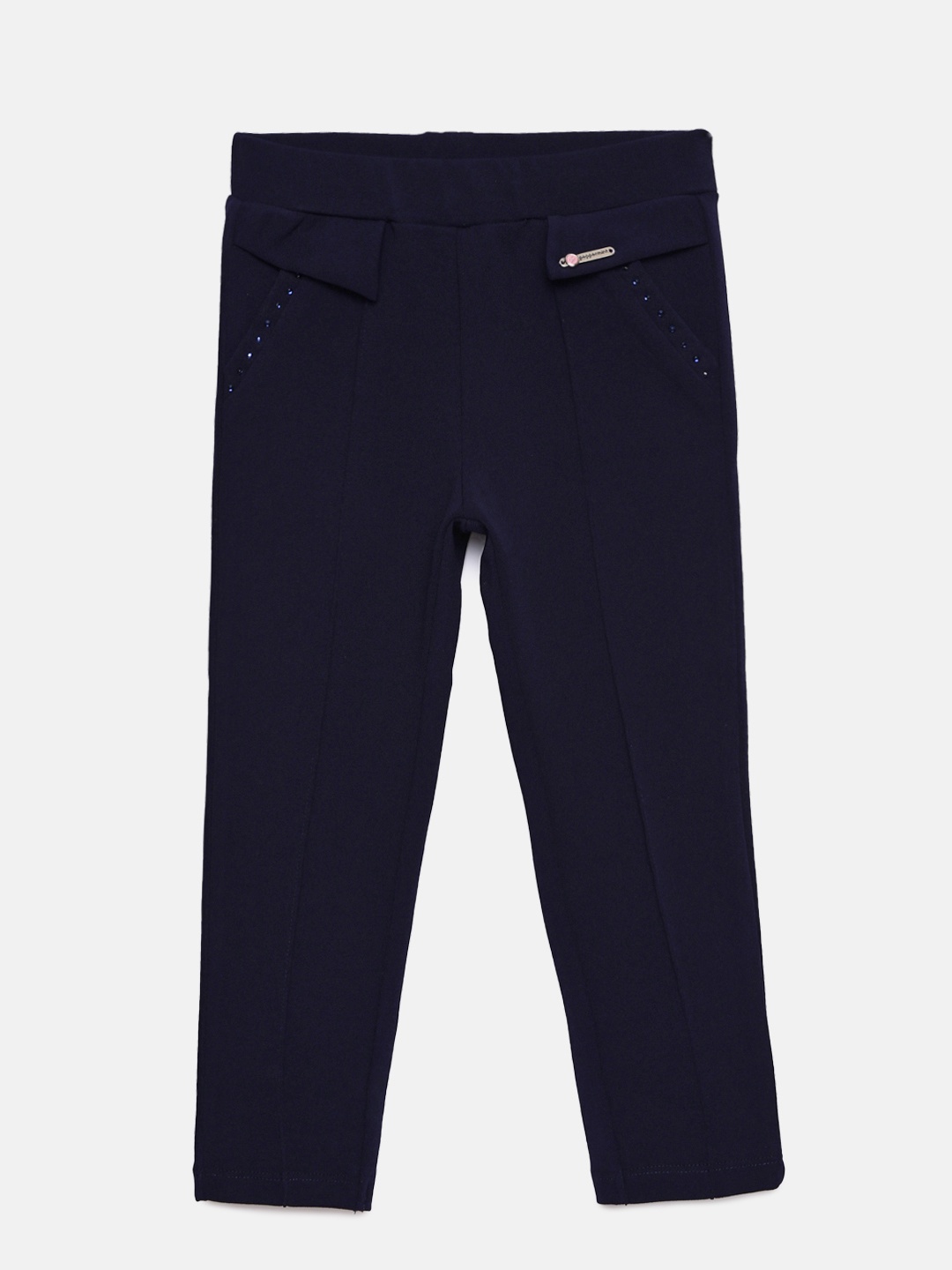 

Peppermint Girls Blue Solid Treggings, Navy blue