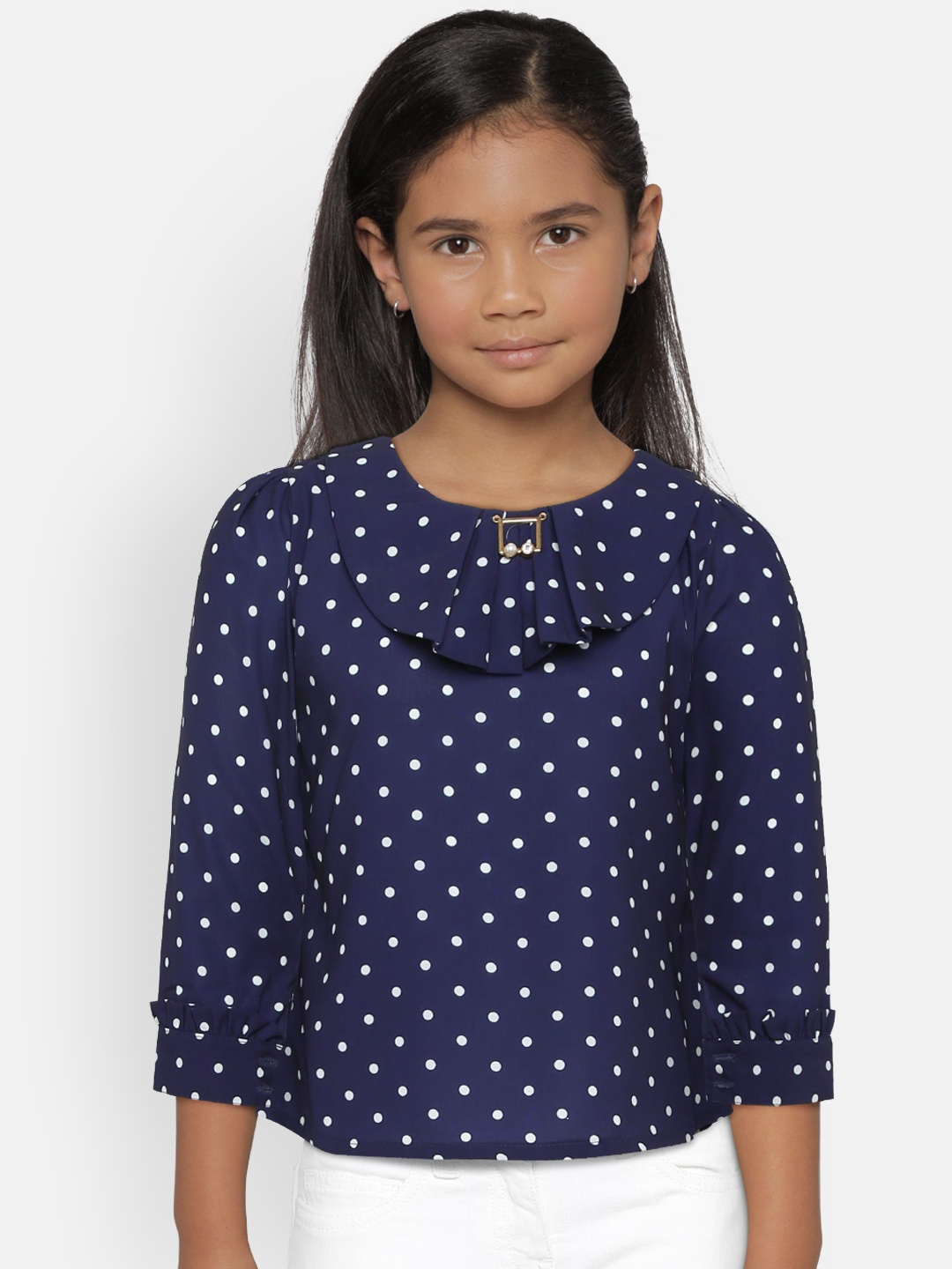 

Peppermint Girls Navy Blue Printed Top