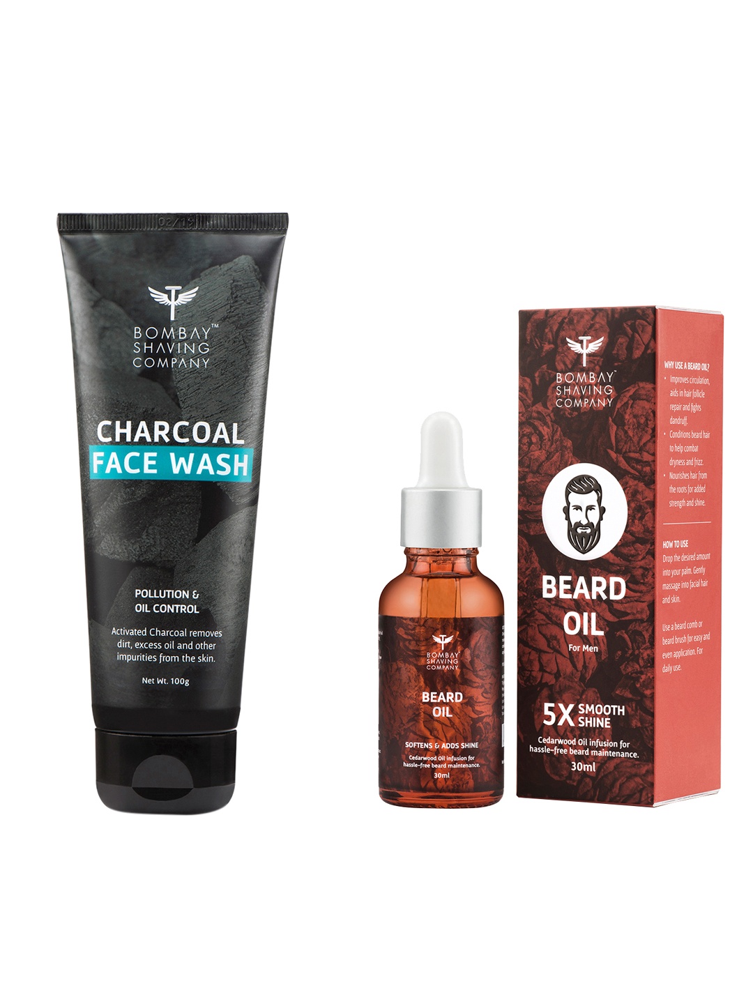 

Bombay Shaving Company Face wash & Beard Oil Set, Black
