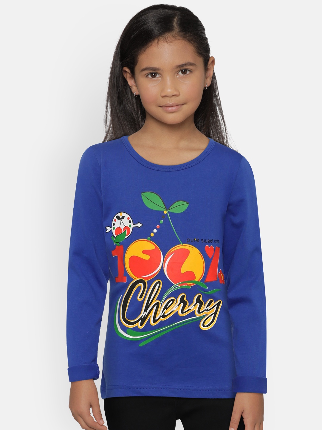 

SINI MINI Girls Blue Printed Round Neck T-shirt